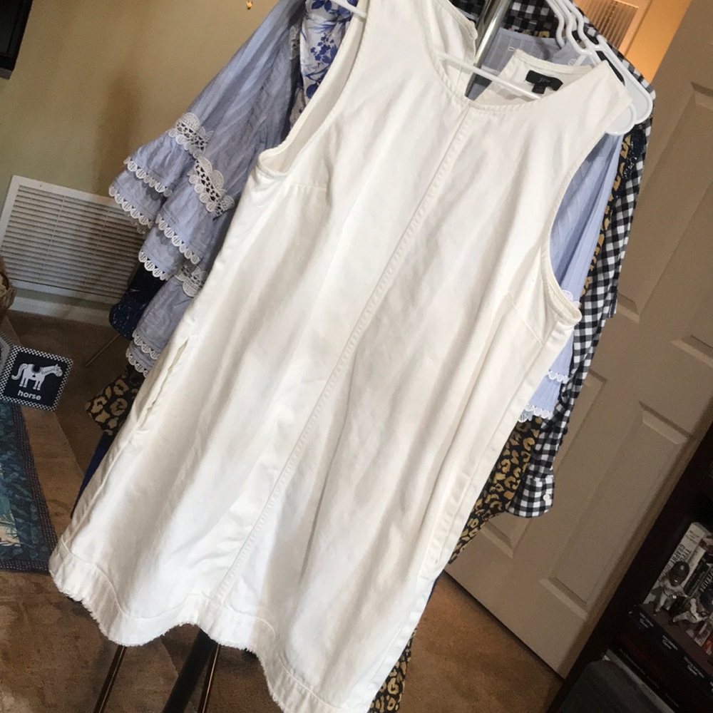 White denim shift dress